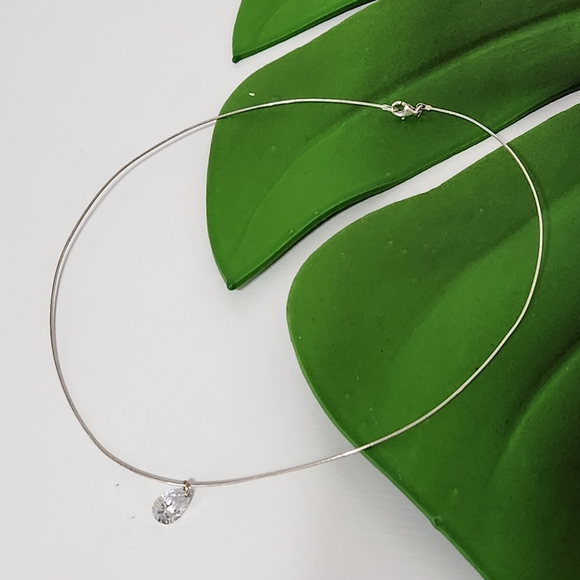 Vintage 925 Sterling Silver Italy Wire Necklace with Pendant - Picture 6 of 7